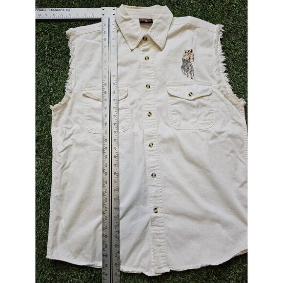 Vintage STURGIS MOTORCYCLE MENS XL SLEEVELESS BUTTON UP Canvas SHIRT VEST Eagle - Picture 8 of 8